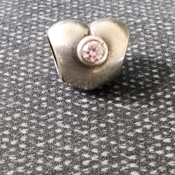 Pandora Heart Sterling Silver Charm With Pink Cubic Zirconia - Picture 1 of 6
